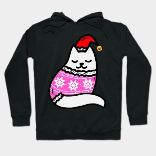 Cozy Christmas Sweater Santa Hat Cat Hoodie